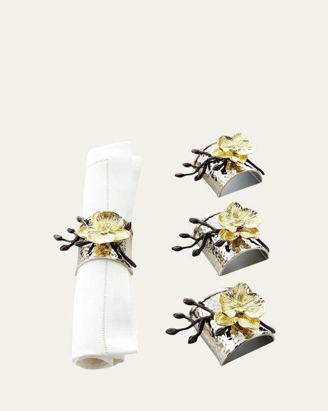 Four Gold Orchid Napkin Rings